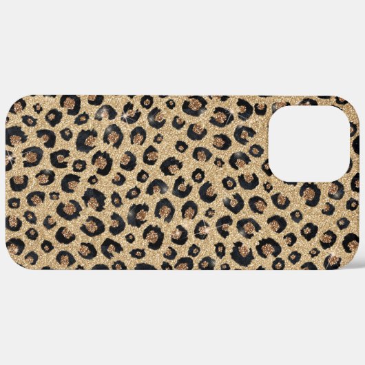 Elegant Gold Glitter Black leopard Print Case-Mate iPhone Case (Achterkant / Rechts)