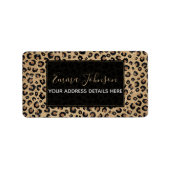 Elegant Gold Glitter Black leopard Print Etiket (Voorkant)