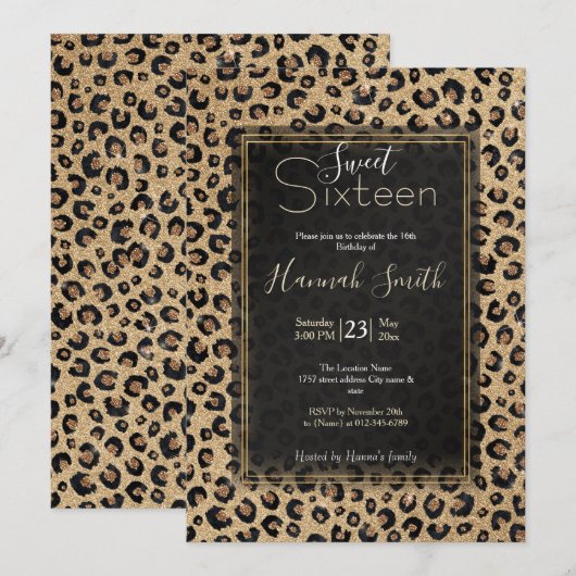 Elegant Gold Glitter Black leopard Print Kaart (Voorkant / Achterkant)
