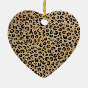 Elegant Gold Glitter Black leopard Print Keramisch Ornament