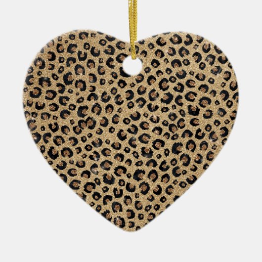 Elegant Gold Glitter Black leopard Print Keramisch Ornament (Voorkant)