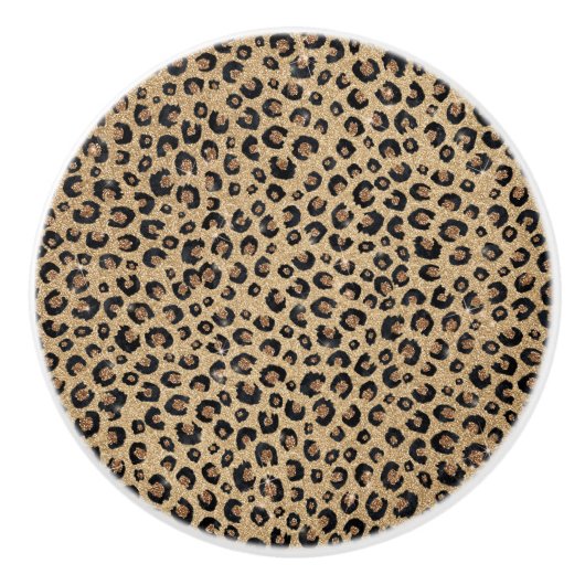 Elegant Gold Glitter Black leopard Print Keramische Knop (Voorkant)