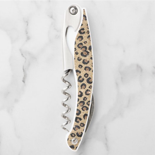 Elegant Gold Glitter Black leopard Print Kurkentrekker (Voorkant)