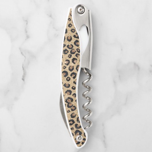 Elegant Gold Glitter Black leopard Print Kurkentrekker (Achterkant)