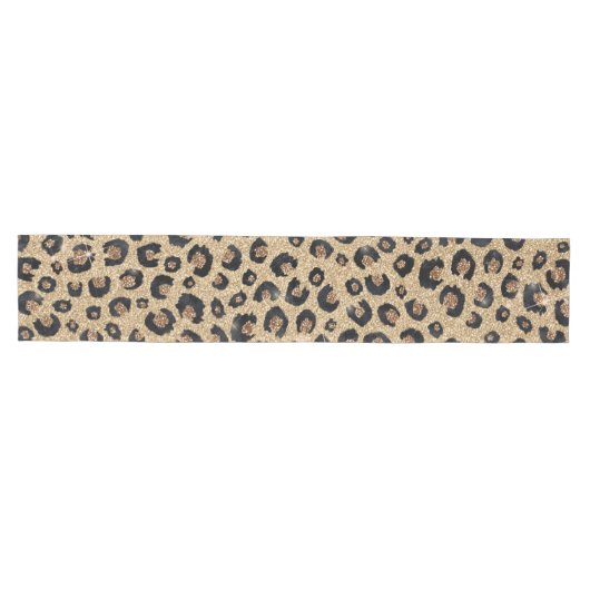 Elegant Gold Glitter Black leopard Print Medium Tafelloper (Horizontaal)