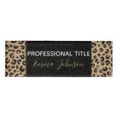 Elegant Gold Glitter Black leopard Print Naambadge (Voorkant)