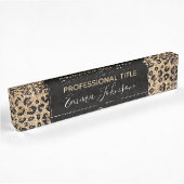 Elegant Gold Glitter Black leopard Print Naambordje