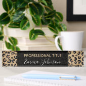 Elegant Gold Glitter Black leopard Print Naambordje