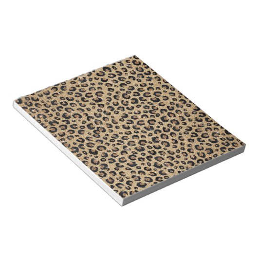 Elegant Gold Glitter Black leopard Print Notitieblok (Schuin)