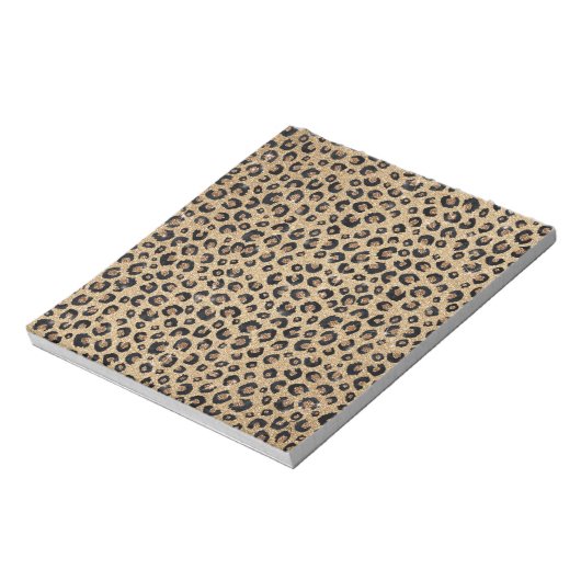 Elegant Gold Glitter Black leopard Print Notitieblok (Linkerzijde)