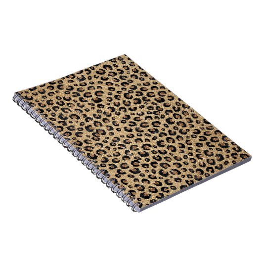 Elegant Gold Glitter Black leopard Print Notitieboek (Rechterzijde)