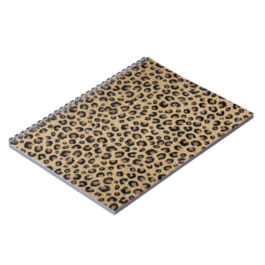 Elegant Gold Glitter Black leopard Print Notitieboek (Linkerzijde)