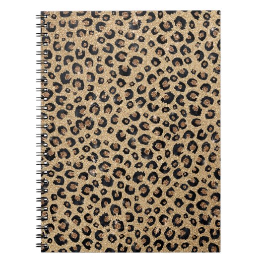 Elegant Gold Glitter Black leopard Print Notitieboek (Voorkant)