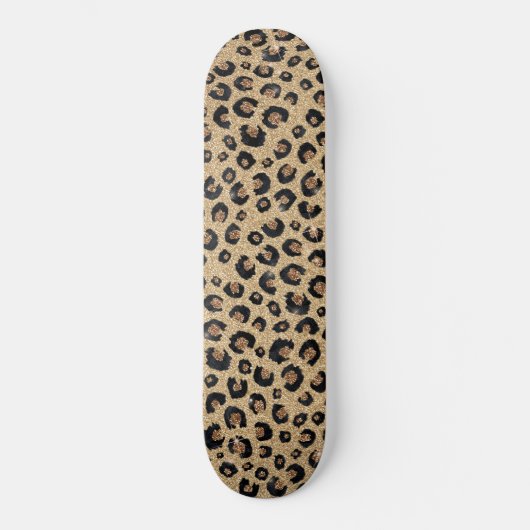 Elegant Gold Glitter Black leopard Print Persoonlijk Skateboard (Voorkant)