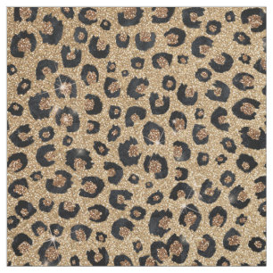 Elegant Gold Glitter Black leopard Print Stof