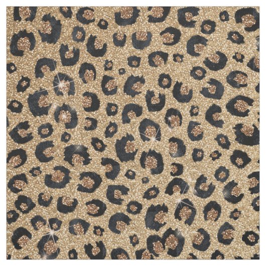 Elegant Gold Glitter Black leopard Print Stof (Swatch)