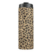 Elegant Gold Glitter Black leopard Print Thermosbeker (Voorkant)