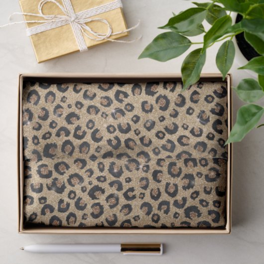 Elegant Gold Glitter Black leopard Print Tissuepapier (Geschenk)
