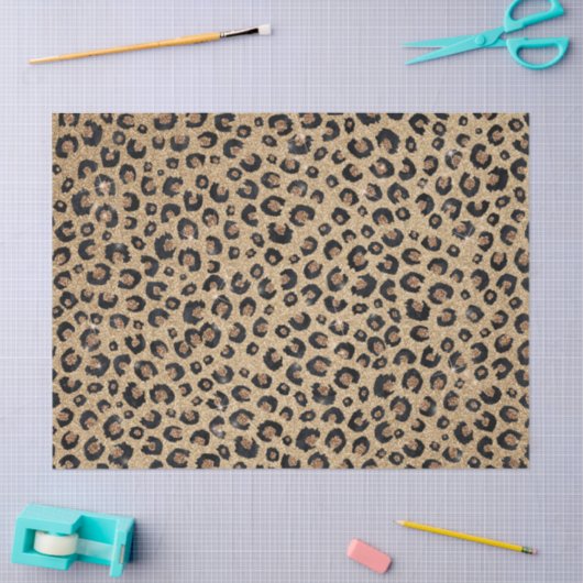 Elegant Gold Glitter Black Leopard Print Tissuepapier (Craft)