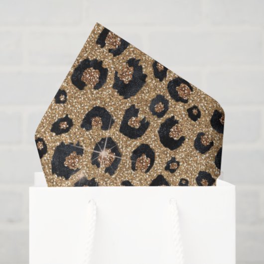 Elegant Gold Glitter Black Leopard Print Tissuepapier (Cadeauzakje)