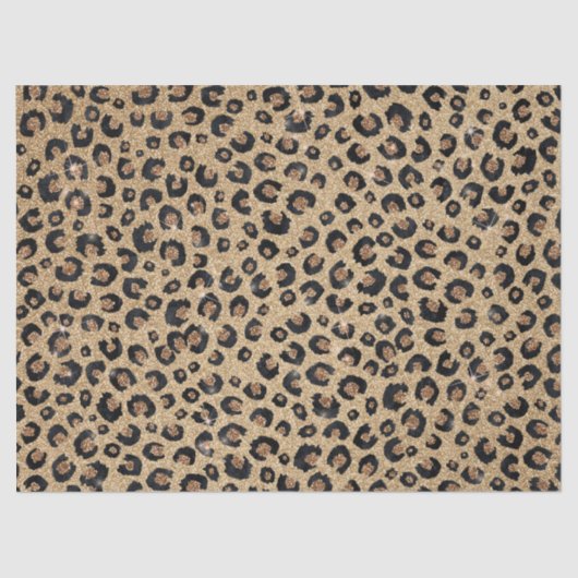 Elegant Gold Glitter Black Leopard Print Tissuepapier (Voorkant)