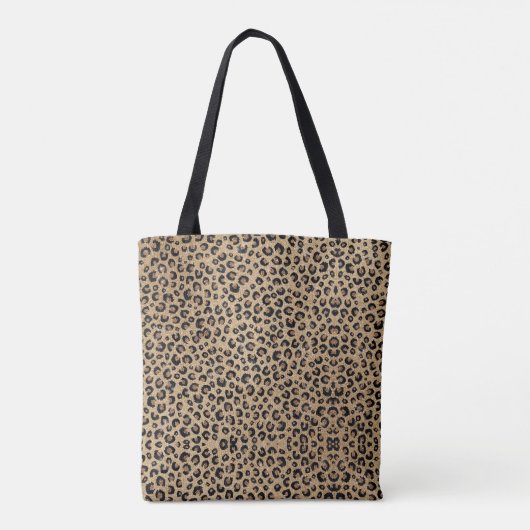 Elegant Gold Glitter Black Leopard Print Tote Bag (Achterkant)