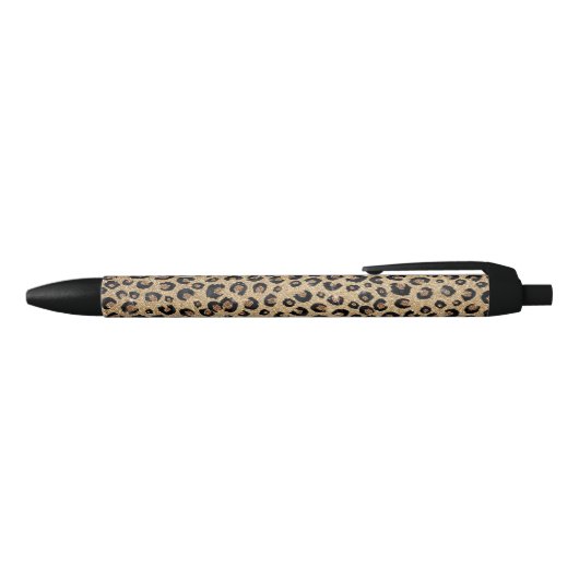 Elegant Gold Glitter Black leopard Print Zwarte Inkt Pen (Bovenkant)