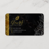 Elegant Gold Glitter & Black Marble Nail Art Salon Visitekaartje (Achterkant)