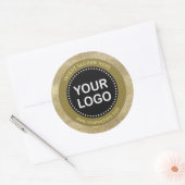 Elegant Gold Glitter Black Monogram Uw Logo Ronde Sticker (Envelop)