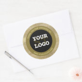 Elegant Gold Glitter Black Monogram Uw Logo Ronde Sticker (Envelop)