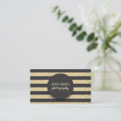 Elegant Gold Glitter Black Stripes Visitekaartje (Staand voorkant)