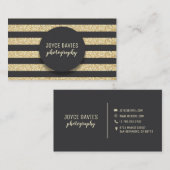 Elegant Gold Glitter Black Stripes Visitekaartje (Voorkant / Achterkant)