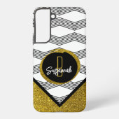 Elegant Gold Glitter Black White Zigazg Pattern Samsung Galaxy Hoesje (Achterkant)