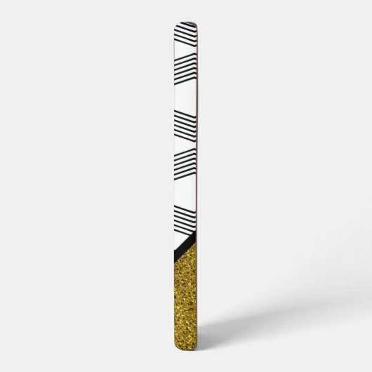 Elegant Gold Glitter Black White Zigazg Pattern Samsung Galaxy Hoesje (Linkerkant)