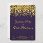 Elegant Gold Glitter & Blue Graduparty Kaart (Voorkant)