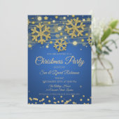 Elegant Gold Glitter Blue Kerstfeestdag Kaart (Staand voorkant)