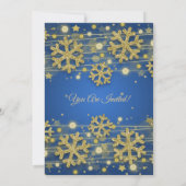 Elegant Gold Glitter Blue Kerstfeestdag Kaart (Achterkant)