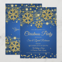 Elegant Gold Glitter Blue Kerstfeestdag