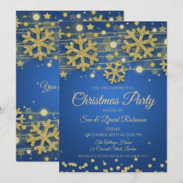 Elegant Gold Glitter Blue Kerstfeestdag Kaart