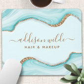 Elegant Gold Glitter Blue Marble Agate Modern Chic Muismat