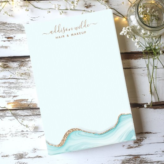 Elegant Gold Glitter Blue Marble Agate Modern Chic Post-it® Notes