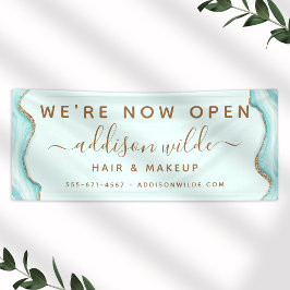 Elegant Gold Glitter Blue Marble Agate Modern Chic Spandoek