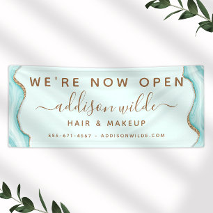 Elegant Gold Glitter Blue Marble Agate Modern Chic Spandoek