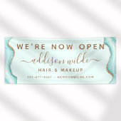 Elegant Gold Glitter Blue Marble Agate Modern Chic Spandoek