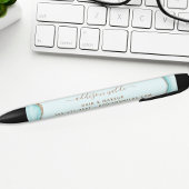 Elegant Gold Glitter Blue Marble Agate Modern Chic Zwarte Inkt Pen