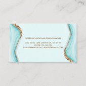 Elegant Gold Glitter Blue Marble Agate Modern Klantenkaartje (Achterkant)