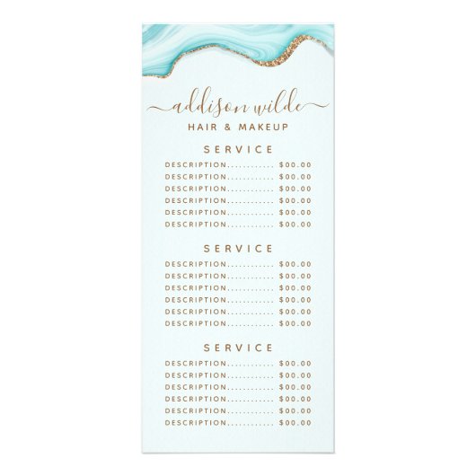 Elegant Gold Glitter Blue Marble Agate Rack Kaart (Achterkant)