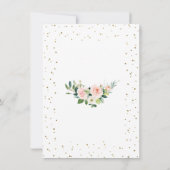 Elegant Gold Glitter Blush Floral repesal Dinner Kaart (Achterkant)