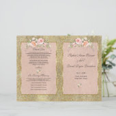 Elegant Gold Glitter Blush Floral Wedding Programm (Staand voorkant)