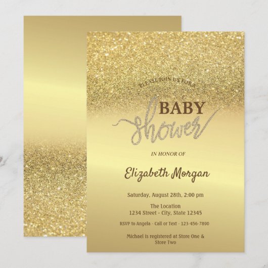 Elegant Gold Glitter Bokeh Baby shower Kaart (Voorkant / Achterkant)